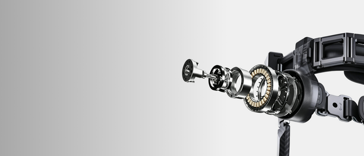 Exploded view of an Ascentiz hip actuator showing the internal motor and gears.