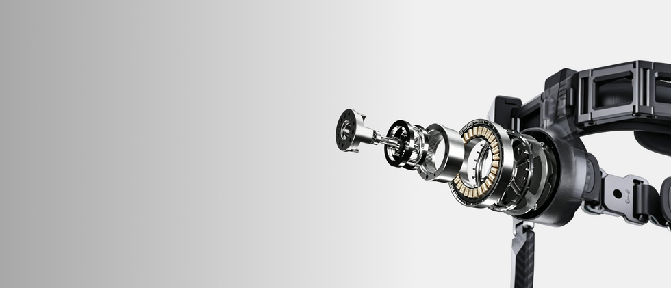 Exploded view of an Ascentiz hip actuator showing the internal motor and gears.
