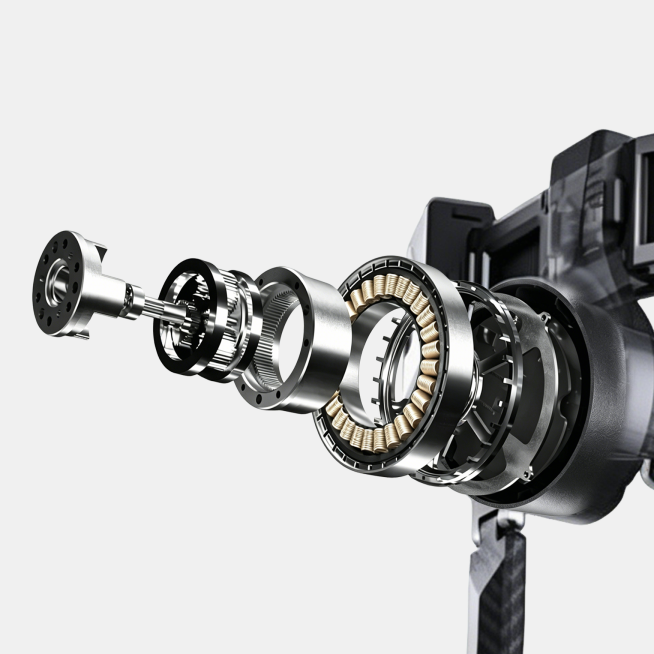 Exploded view of the Ascentiz Exo-Belt internal motor components, detailing the copper stator coils, gear mechanism, and mechanical joint structure.