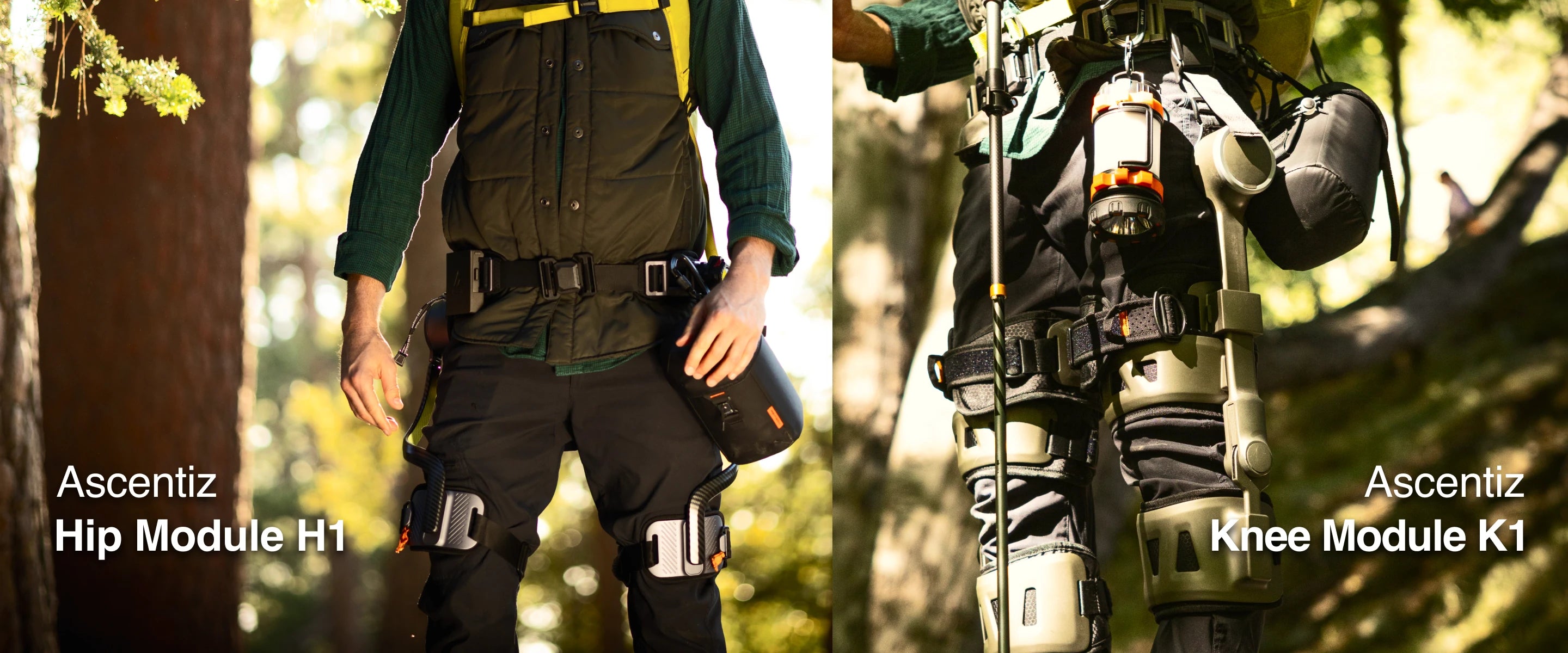 Ascentiz hip and knee exoskeleton with one-for-all belt power hub